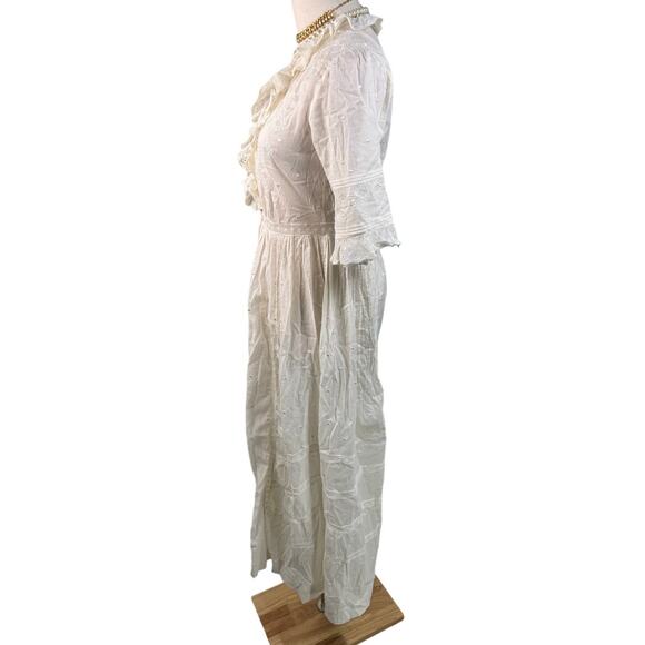 DOEN Rosabella Embroidered Midi Dress bow lace salt white size XS - Picture 9 of 16